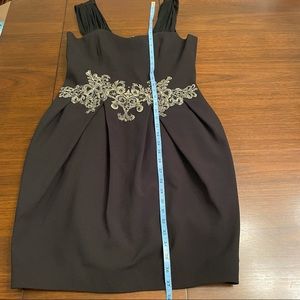 Jessica Womens Cocktail Dress Black Floral Embroidered Pleated Lined Stretch 10